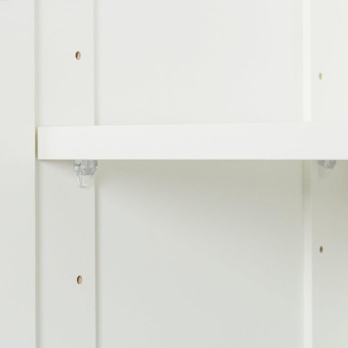 High wardrobe and kitchen cabinet with 2 doors and 3 partitions to separate 4 storage spaces,white - DTYStore