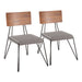 Loft Mid-Century Modern Chair in Black Metal with Grey Fabric and Walnut Wood Accent by LumiSource - Set of 2 - DTYStore