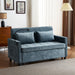 56.9" Loveseat Sofa Pull-out Sofa Bed Sleeper Sofa with a Reversible Backrest Cushion, Side Pockets, Two USB Ports and a Phone Holder for Living Room, Blue - DTYStore