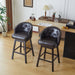 33.25' Swivel Counter Stools Set of 2, Upholstered Counter Height Bar Stools with Solid Rubber Wood Frame, Backrest, Footrest, Armless Barstools for Home Bar, Kitchen Counter, Dark Brown - DTYStore