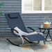 Outsunny Zero Gravity Rocking Chair Outdoor Chaise Lounge Chair Recliner Rocker with Detachable Pillow and Durable Weather-Fighting Fabric for Patio, Deck, Pool, Navy Blue - DTYStore