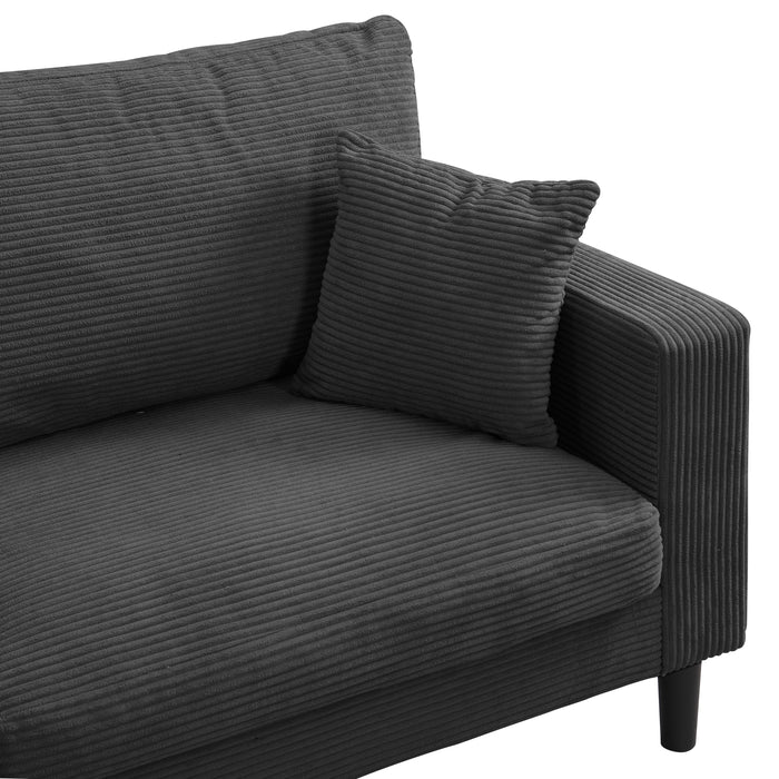 Two Piece Sofa Set,Living Room Three seater+Two seater,Comfy,Modern Upholstered Sofa,Living Room Bedroom Apartment Small Space,Corduroy,Dark grey