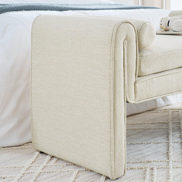 Bedroom storage stool, linen fabric storage stool, large storage space, 50.39 inches, can be used for bed end, living room, entrance, Beige - DTYStore