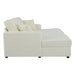 86.5" Oversized Loveseat Chaise Lounge Sectional Sofa Bed Corduroy Sleeper Sofa with Two USB Ports , Two Cup Holders and Two Throw Pillows for Living Room and Bedroom, Beige - DTYStore