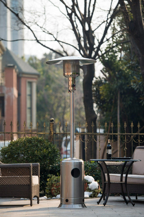 Outdoor Patio Propane Heater with Portable Wheels 47,000 BTU 88 inch Standing Gas Outside Heater Stainless Steel Burner Commercial & Residential Hammered Black for Party Restaurant Garden Yard-SS - DTYStore
