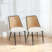 Off White Rattan Dining Chairs Set of 2,Boucle Chairs with Natural Cane Back, Upholstered Dining Room Kitchen Chair for Dining Room Kitchen, Living Room - DTYStore