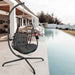 Swing Egg Chair with Stand Indoor Outdoor Wicker Rattan Patio Basket Hanging Chair with C Type bracket , with cushion and pillow,Patio Wicker folding Hanging Chair( Special construction cup holder - DTYStore