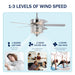 52'' Classical Crystal Ceiling Fan Lamp 5 Reversible Blades for Living Room, Dining Room, Bedroom, Family Room, Chrome (Hand Pull Chain) - DTYStore