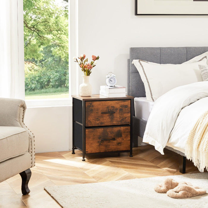 Drawers Dresser Chest of Drawers,Metal Frame and Wood Top,brown,two packs - DTYStore