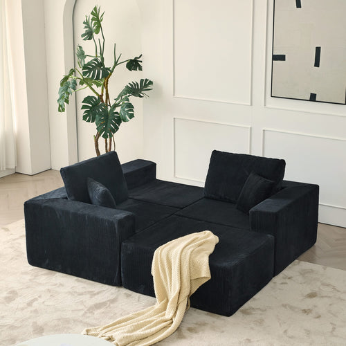 110' Cloud Modular Sectional Sofa,Boneless Couch, No Assembly, 3 seater with Ottoman & 2 Pillows, Perfect for Living Rooms and Bedrooms - Image 6