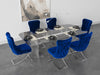 PrimeNest Noblesse Collection Upholstered Silver Legged Dining Chair, Set of 2, Blue - DTYStore