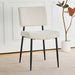 Modern Beige simple dining chair Fabric Upholstered Chairs home bedroom stool back dressing chair black metal legs(set of 4) - DTYStore