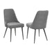 Set of 2 Fabric Upholstered Dining Chairs, Grey and Gunmetal - DTYStore