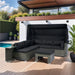 7-Piece Patio Furniture Set w/Retractable Canopy Wicker Rattan Sectional Sofa Set Patio Furniture with Washable Cushions for Lawn, Garden, Backyard, Poolside Grey wicker + Black Cushion - DTYStore