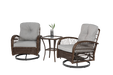 3 Pieces Outdoor Swivel Rocker Patio Chairs, 360 Degree Rocking Patio Conversation Set with Thickened Cushions and Glass Coffee Table for Backyard, Grey - DTYStore