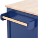 Store Kitchen Cart with Rubber Wood Countertop , Kitchen Island has 8 Handle-Free Drawers Including a Flatware Organizer and 5 Wheels for Kitchen Dinning Room, Dark Blue - DTYStore