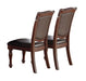 Royal Majestic Formal Set of 2 Arm Chairs Brown Color Rubberwood Dining Room Furniture Faux Leather Upholstered Seat - DTYStore