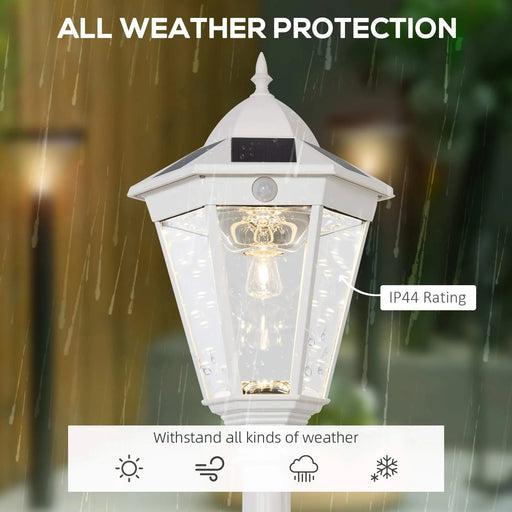 77' Solar Lamp Post Light, Waterproof Aluminum Outdoor Vintage Street Lamp, Motion Activated Sensor PIR, Adjustable Brightness, for Garden, Lawn, Pathway, Driveway, White Default -DTYStore