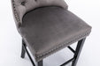 Contemporary Velvet Upholstered Barstools with Button Tufted Decoration and Wooden Legs, and Chrome Nailhead Trim, Leisure Style Bar Chairs,Bar stools, Set of 2 (Gray),SW1902GY - DTYStore