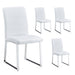Set of 4 dining chairs, white dining chair set, PU material high backrest seats and sturdy leg chairs, suitable for restaurants, kitchens, living rooms - DTYStore