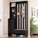 Contemporary 39.3''Wx70.8''H Hall Tree Storage with Cushioned Storage Bench, Multifunctional Hallway Shoe Cabinet with Pegboard, Modern Coat Rack with 4 Hooks for Entryway, Mudroom, Black - DTYStore
