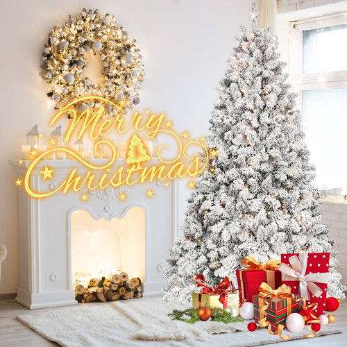 6FT Flocked Christmas Tree with 350 UL Lights and 35 Natural Pine Cones – Snowy PVC Tips, 888 Tips, Hinged Structure, Stable Metal Stand, Easy Setup - Image 5