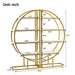 4 Tiers Home Office Open Bookshelf, Round Shape, Different Placement Ways, MDF Board, Gold Metal Frame, White