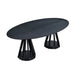 78.74 Inch Modern Dining Table Ellipse Wooden Table for Living Room,Oval MDF Table with Sturdy Pedestal for Restaurant,Black Default -DTYStore
