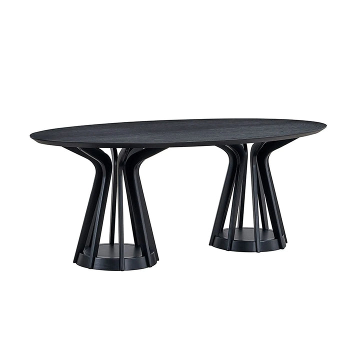 78.74 Inch Modern Dining Table Ellipse Wooden Table for Living Room,Oval MDF Table with Sturdy Pedestal for Restaurant,Black Default -DTYStore