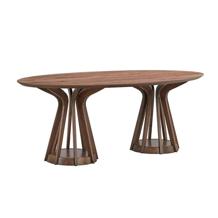 78.74 Inch Modern Dining Table Ellipse Wooden Table for Living Room,Oval MDF Table with Sturdy Pedestal for Restaurant,Walnut Default -DTYStore