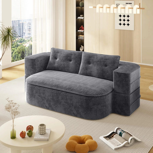 78.7 ' W 2-in-1 Foldable Sofa, Plush Corduroy Sofa, Convertible Floor Sofa Bed, Deep Seating, with Multi Functional Blanket,Suitable for Living Rooms, Offices, and Study Rooms Default -DTYStore