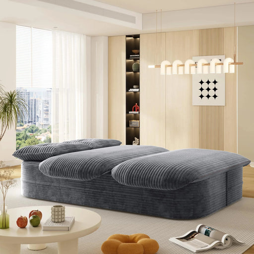 78.7 ' W 2-in-1 Foldable Sofa, Plush Corduroy Sofa, Convertible Floor Sofa Bed, Deep Seating, with Multi Functional Blanket,Suitable for Living Rooms, Offices, and Study Rooms Default -DTYStore