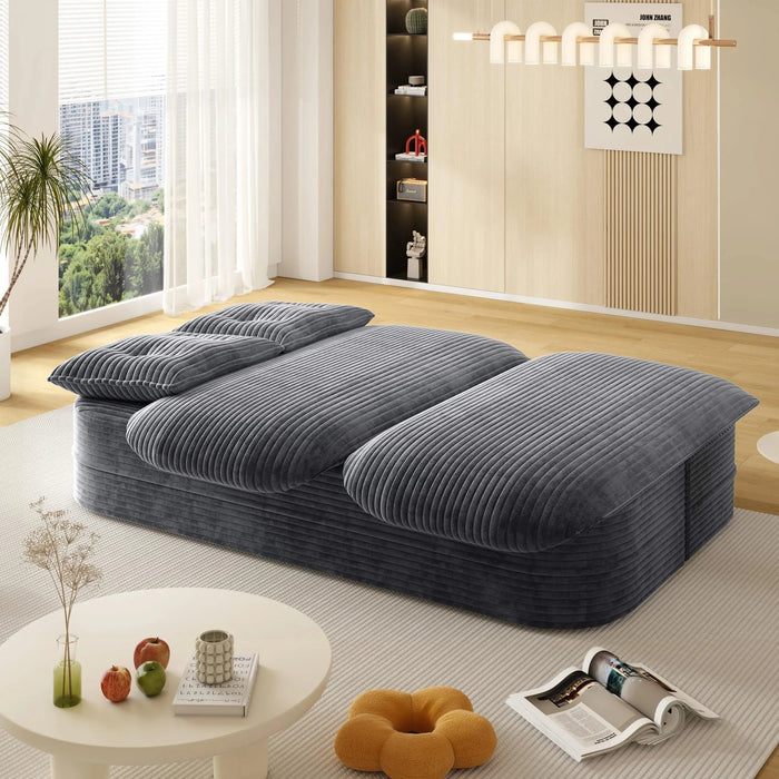78.7 ' W 2-in-1 Foldable Sofa, Plush Corduroy Sofa, Convertible Floor Sofa Bed, Deep Seating, with Multi Functional Blanket,Suitable for Living Rooms, Offices, and Study Rooms Default -DTYStore