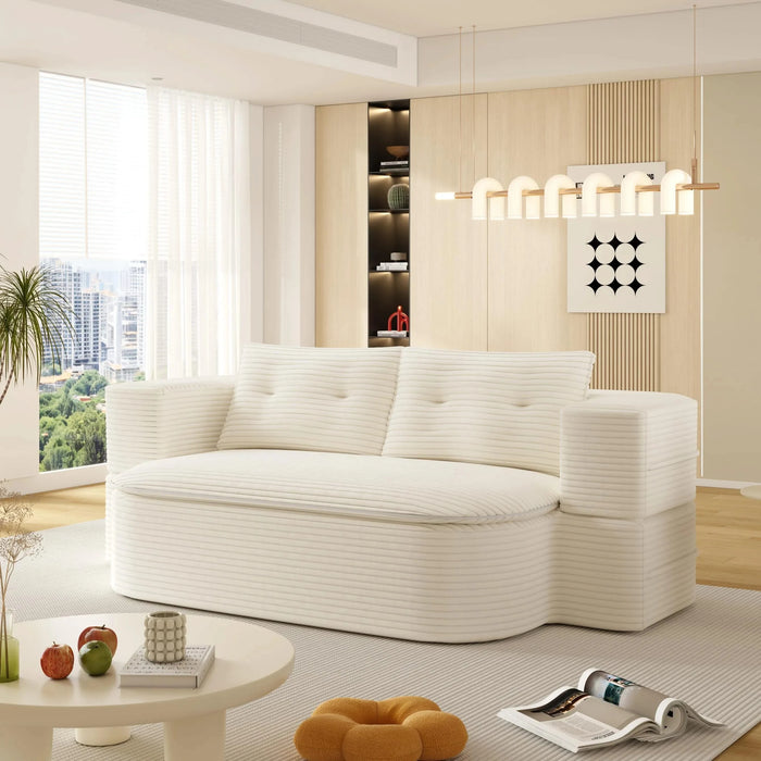 78.7 ' W 2-in-1 Foldable Sofa, Plush Corduroy Sofa, Convertible Floor Sofa Bed, Deep Seating, with Multi Functional Blanket,Suitable for Living Rooms, Offices, and Study Rooms Default -DTYStore