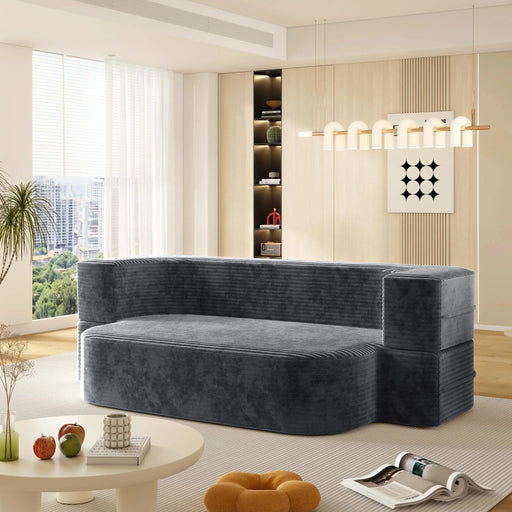 78.7 ' W 2-in-1 Foldable Sofa, Plush Corduroy Sofa, Convertible Floor Sofa Bed, Deep Seating, with Multi Functional Blanket,Suitable for Living Rooms, Offices, and Study Rooms Default -DTYStore