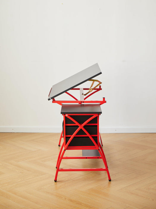 Drafting Table Red With Stool - DTYStore