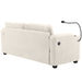 72.8" Corduroy Sleeper Sofa Loveseat Sofa with Full Size Mattress, Two USB Ports, Two Cup Holders, Two Side Pockets and a Phone Holder for Living Room, Beige - DTYStore