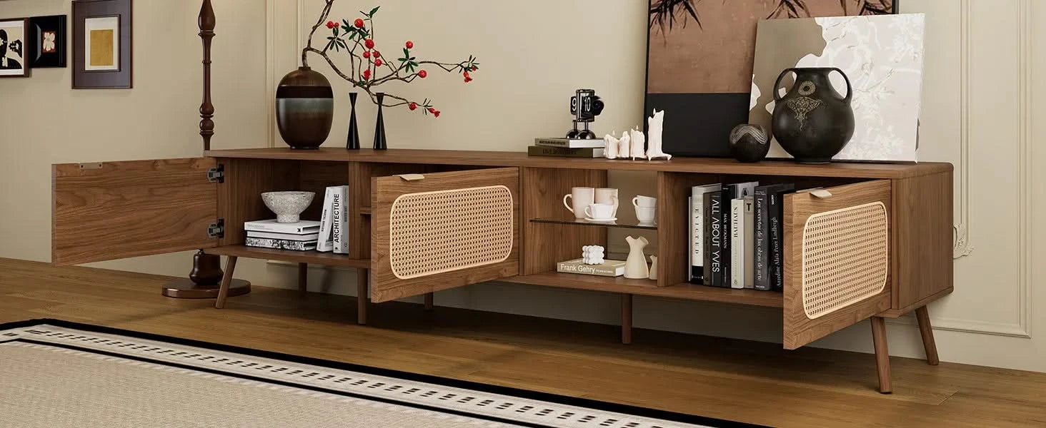 78' TV Stand for 75/80/85 inch TV, Console with Ample Storage for Living Room, Bedroom, Entertainment Center with Open Shelf Default -DTYStore