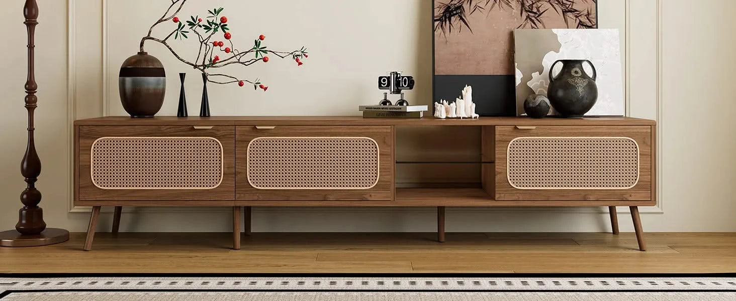 78' TV Stand for 75/80/85 inch TV, Console with Ample Storage for Living Room, Bedroom, Entertainment Center with Open Shelf Default -DTYStore