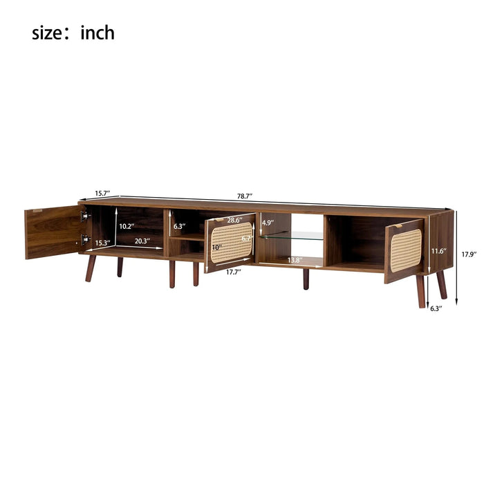 78' TV Stand for 75/80/85 inch TV, Console with Ample Storage for Living Room, Bedroom, Entertainment Center with Open Shelf Default -DTYStore