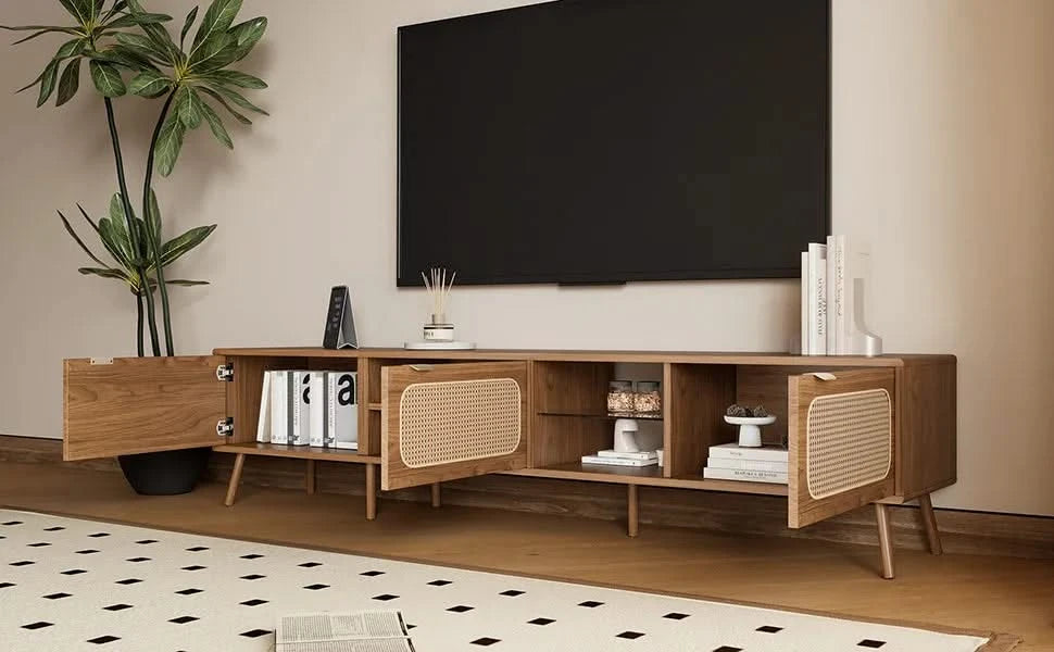 78' TV Stand for 75/80/85 inch TV, Console with Ample Storage for Living Room, Bedroom, Entertainment Center with Open Shelf Default -DTYStore