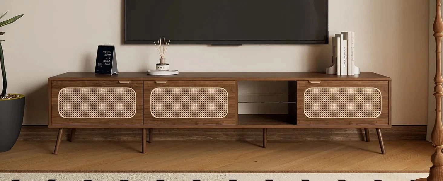 78' TV Stand for 75/80/85 inch TV, Console with Ample Storage for Living Room, Bedroom, Entertainment Center with Open Shelf Default -DTYStore