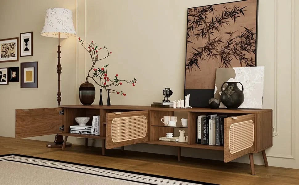 78' TV Stand for 75/80/85 inch TV, Console with Ample Storage for Living Room, Bedroom, Entertainment Center with Open Shelf Default -DTYStore