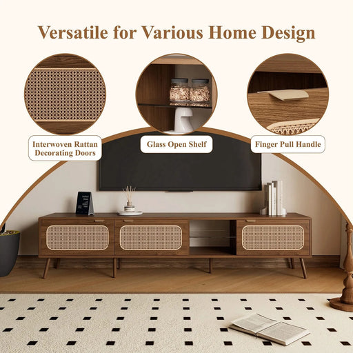 78' TV Stand for 75/80/85 inch TV, Console with Ample Storage for Living Room, Bedroom, Entertainment Center with Open Shelf Default -DTYStore