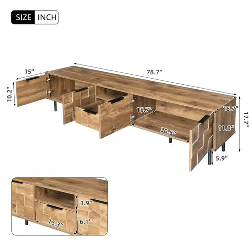 78' TV Stand for 85 75 65 Inch TV, TV Consoles for Living Room, Entertainment Center Wood TV Media with Storage - DTY Store