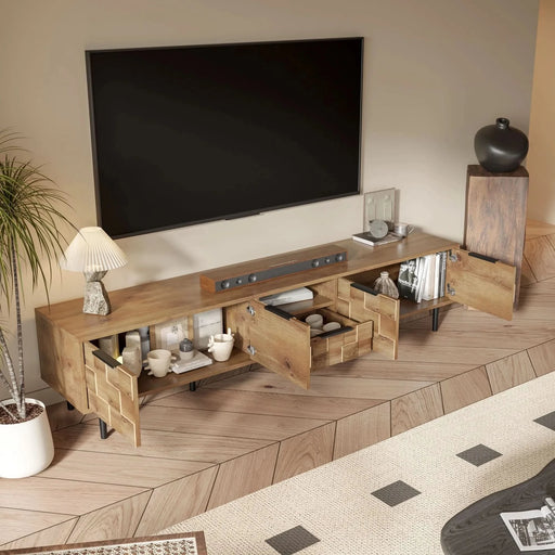 78' TV Stand for 85 75 65 Inch TV, TV Consoles for Living Room, Entertainment Center Wood TV Media with Storage - DTY Store