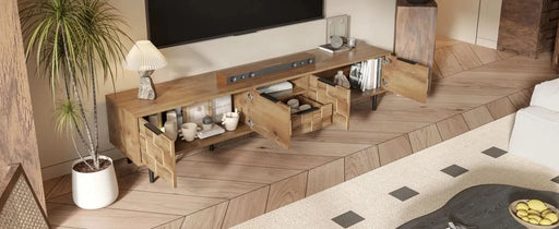 78' TV Stand for 85 75 65 Inch TV, TV Consoles for Living Room, Entertainment Center Wood TV Media with Storage - DTY Store