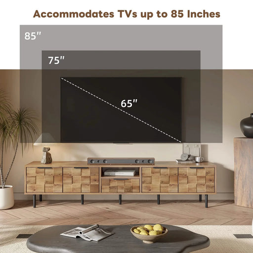 78' TV Stand for 85 75 65 Inch TV, TV Consoles for Living Room, Entertainment Center Wood TV Media with Storage Default -DTYStore