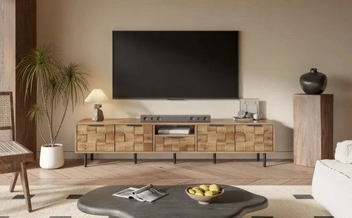 78' TV Stand for 85 75 65 Inch TV, TV Consoles for Living Room, Entertainment Center Wood TV Media with Storage Default -DTYStore