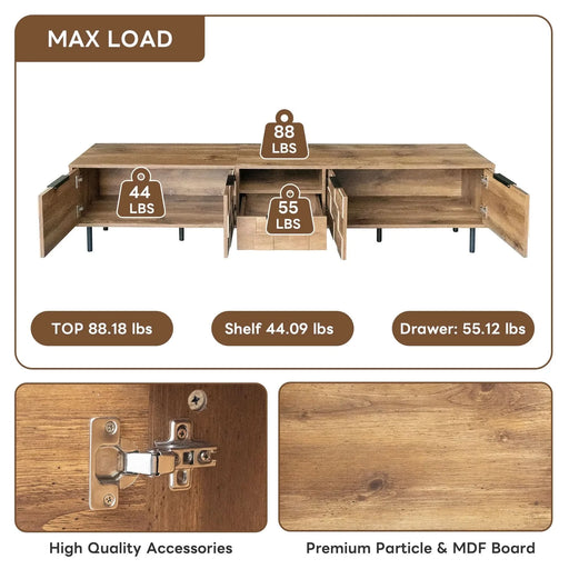 78' TV Stand for 85 75 65 Inch TV, TV Consoles for Living Room, Entertainment Center Wood TV Media with Storage - DTY Store